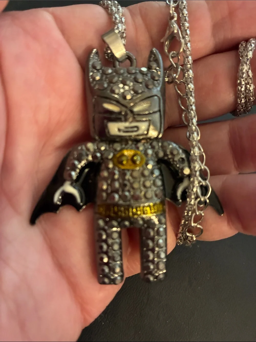 Batman Silver and Black Pendant Necklace NWOT
